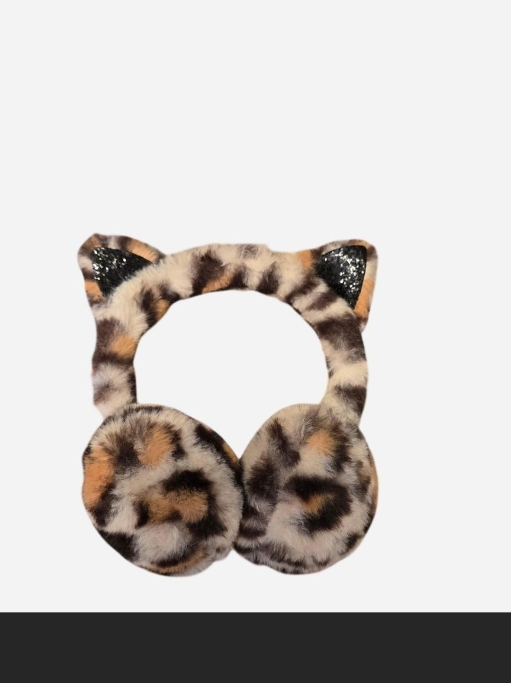 Leopard Faux Fur Cat Ear Kids Earmuffs - Brown